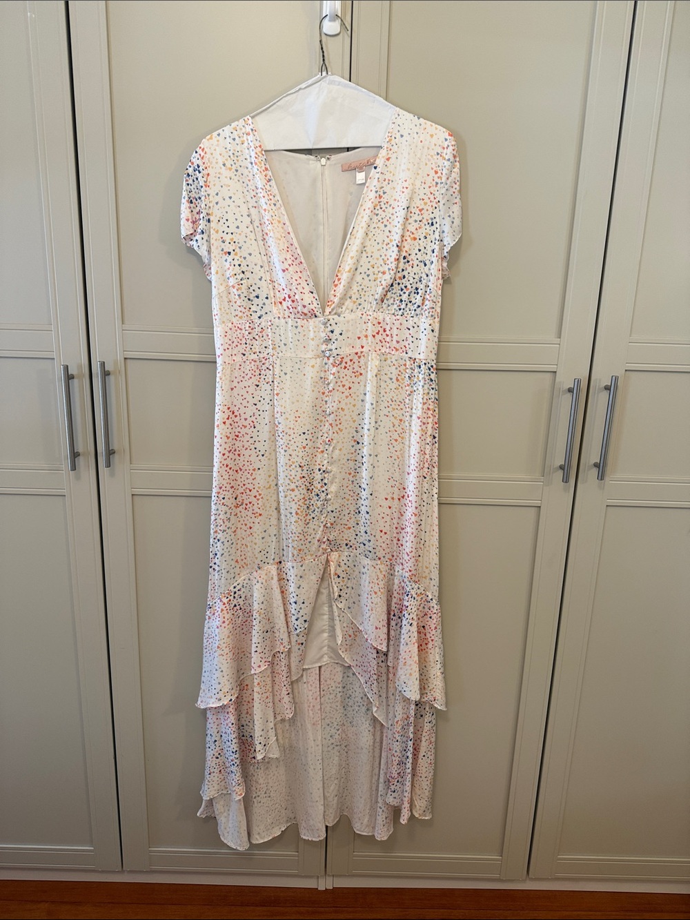 Hutch Ivory Ruffle High Low Maxi Dress 14W Wedding Guest Dress